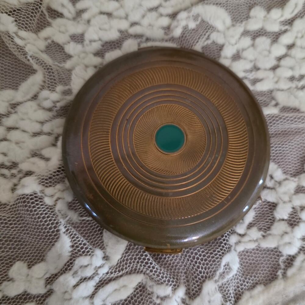 Vintage 40s Coty Paris NY Air Spun Powder Makeup Compact Poudre de Beautre Gold